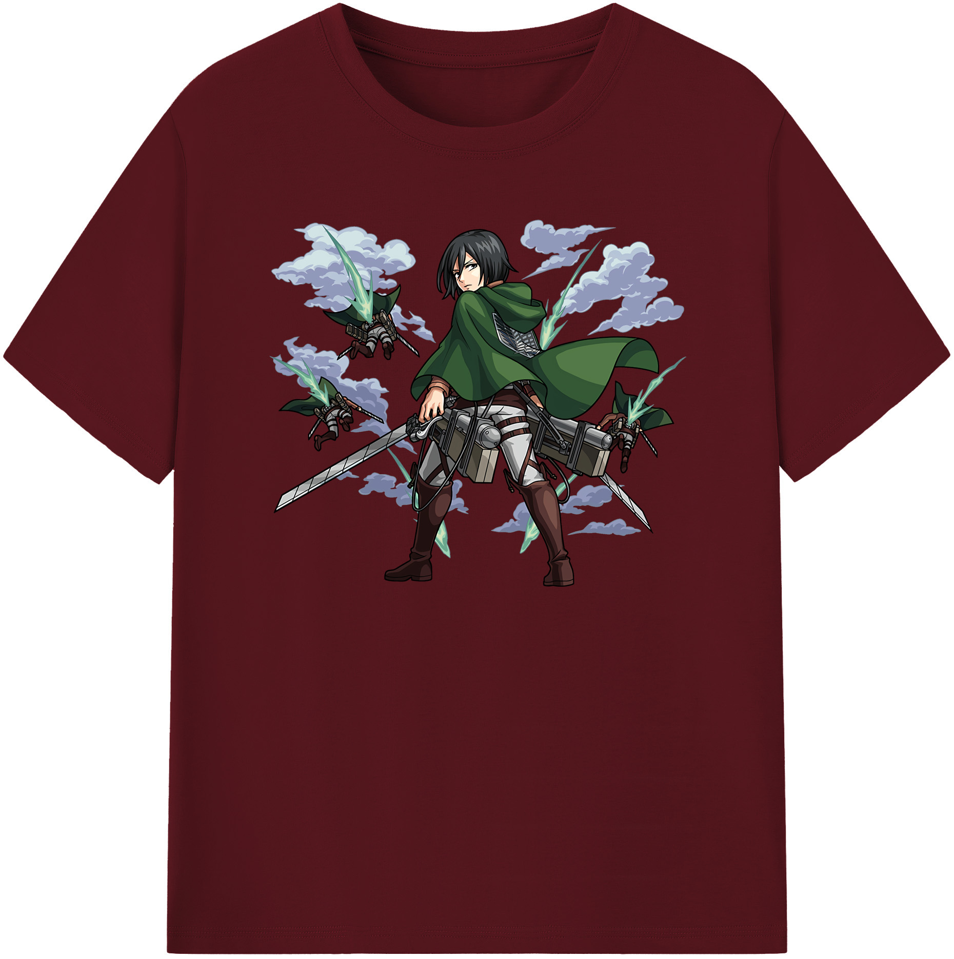 （画像用） 進撃の巨人 ミカサ·アッカーマン Attack on Titan Mikasa Ackerman 綿100％半袖Tシャツ（フロントプリント）